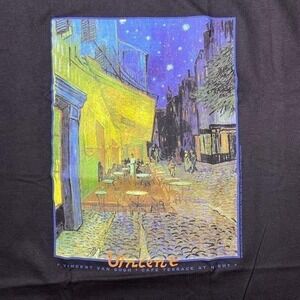 Vintage 90s 1995 Vincent Van Gogh Cafe terrace at night painting art shirt LARGE
